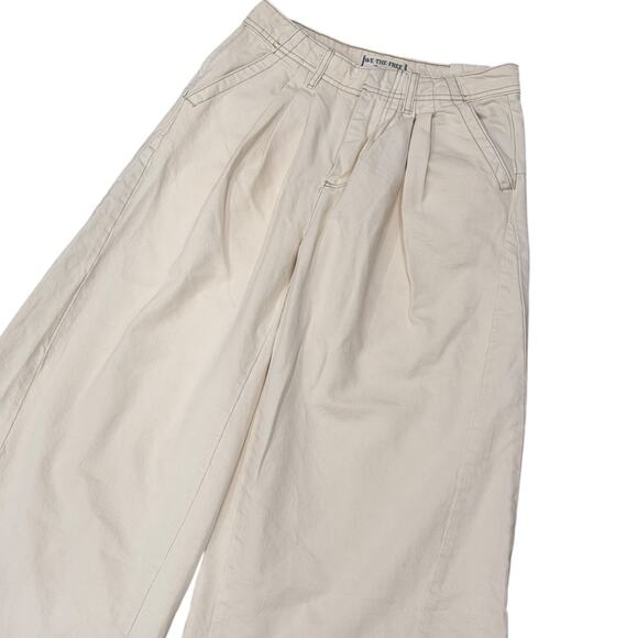 NWT Free People Equinox Wide Leg Trouser In Cream - Picture 3 of 6